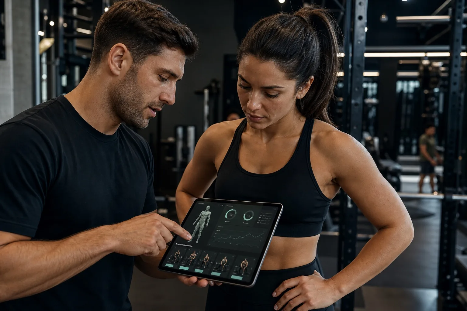 fitness nation | Training zeigt personalisierte Pläne und Fortschritt auf dem Trainer-Tablet