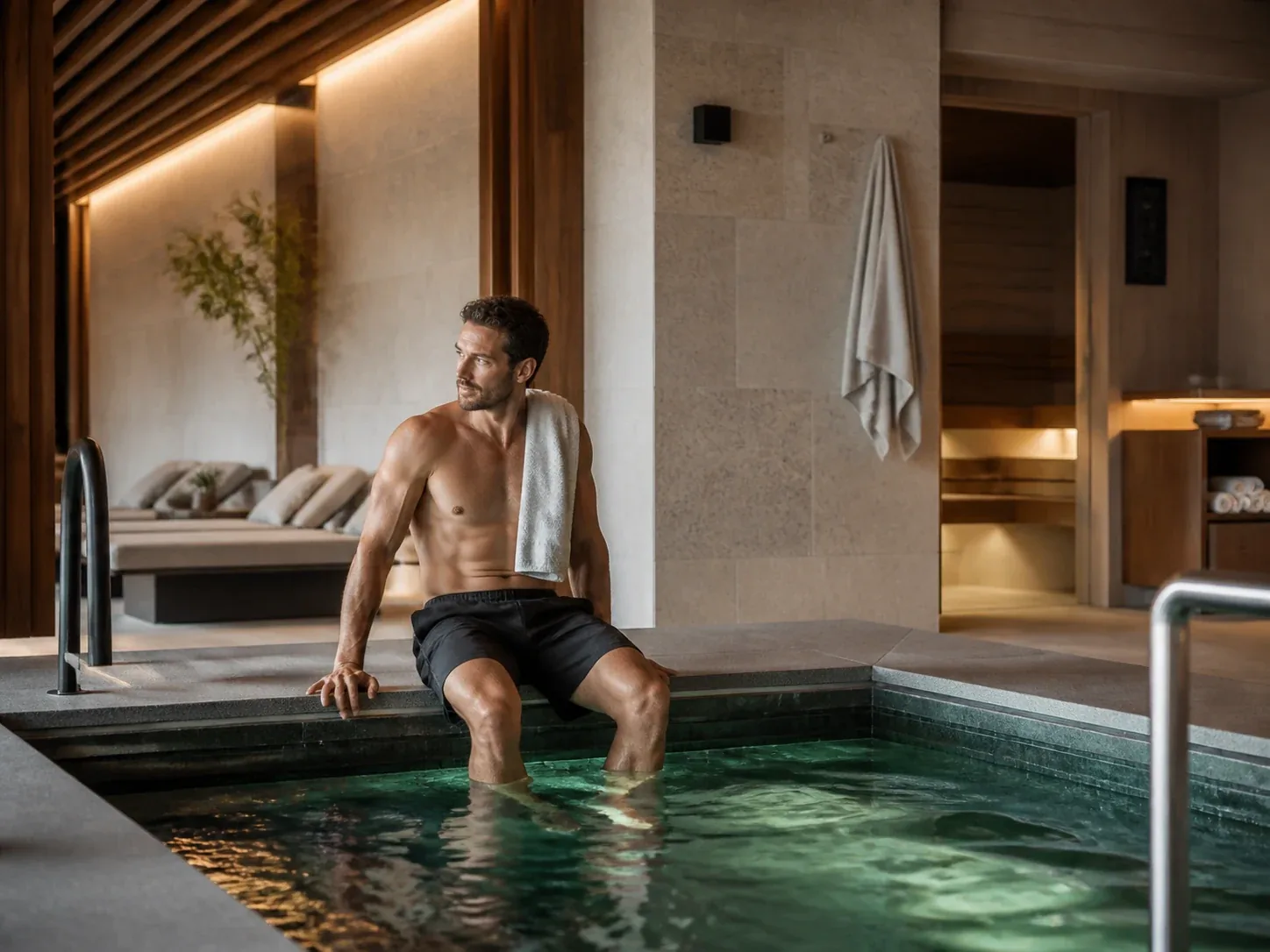 Premium-Recovery-Bereich mit Kältebecken und Sauna